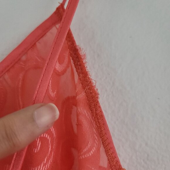 Vintage 1960 Inner Most Coral Night Gown Slip Mini Dress Sz L/XL Coquette Retro - Picture 10 of 11